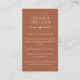 Tarjeta De Visita Instrucciones de cuidado para cerámica de arcilla