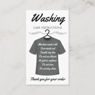 Tarjeta De Visita Instrucciones de cuidado para lavar camisas Direcc