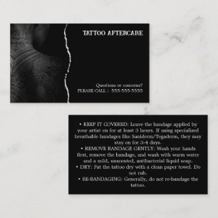 Tarjeta De Visita Instrucciones de cuidado posterior al tatuaje