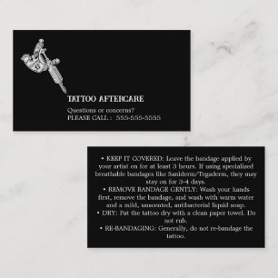 Tarjeta De Visita Instrucciones de cuidado posterior al tatuaje