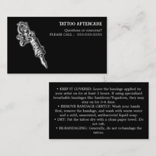 Tarjeta De Visita Instrucciones de cuidado posterior al tatuaje