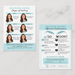 Tarjeta De Visita Instrucciones de cuidado posterior de microblando 