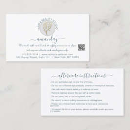 Tarjeta De Visita Instrucciones de cuidado posterior Lash White Logo