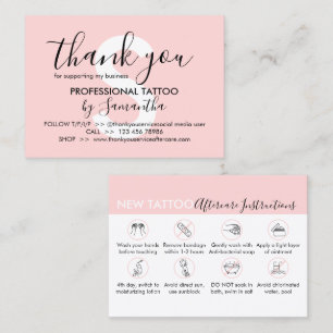 Tarjeta De Visita Instrucciones de cuidado posterior para tatuajes c