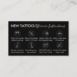 Tarjeta De Visita Instrucciones de cuidados posteriores para tatuaje