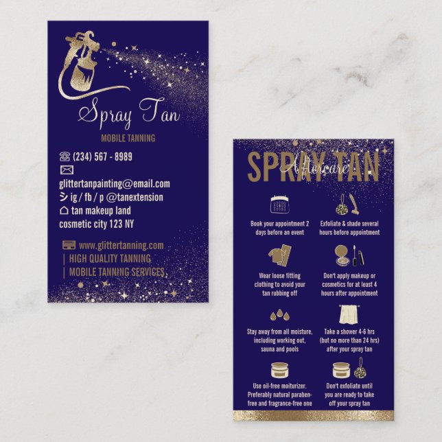 Tarjeta De Visita Instrucciones de la Marina Golden Aftercare Spray  (Anverso / Reverso)