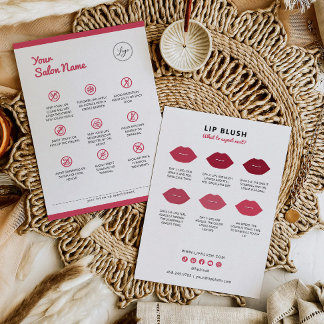 Tarjeta De Visita Instrucciones de la PMU de Lip Rubor Aftercare