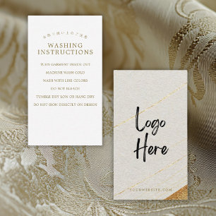 Tarjeta De Visita Instrucciones de lavado de logo de oro blanco mode