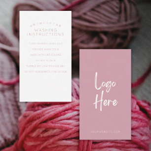 Tarjeta De Visita Instrucciones de lavado de logotipo rosa Minimalis