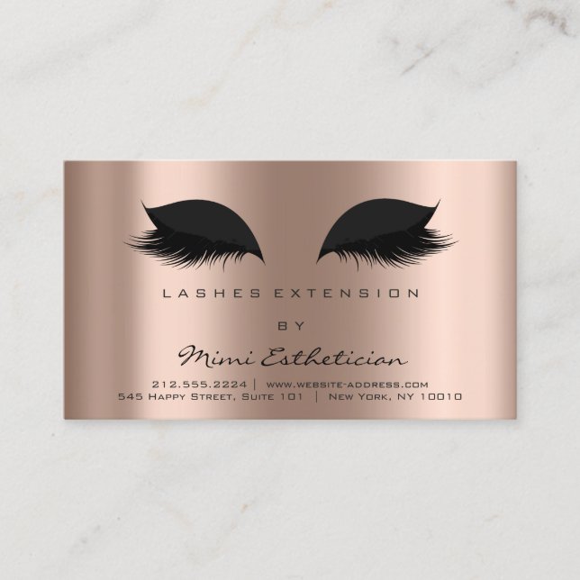 Tarjeta De Visita Instrucciones de postcuidado Lashes Extensión Rosa (Anverso)
