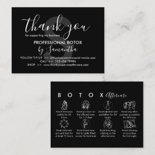 Tarjeta De Visita Instrucciones de Postoperatorio de Botox Negro Gra