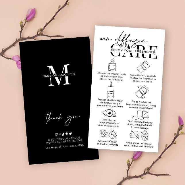 Tarjeta De Visita Instrucciones modernas de cuidado de difusores col (Subido por el creador)