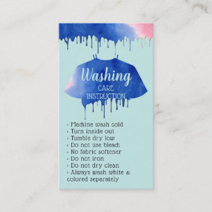 Tarjeta De Visita Instrucciones Modernas de Lavado Ropa Camiseta Cui