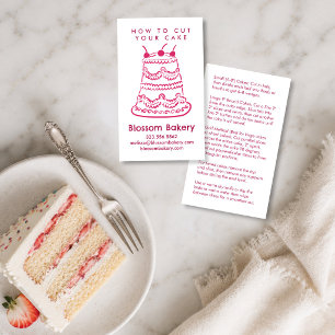Tarjeta De Visita Instrucciones para cortar pastel Panadería Postre 