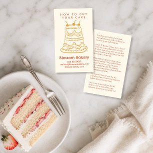 Tarjeta De Visita Instrucciones para cortar pastel Panadería Postre 