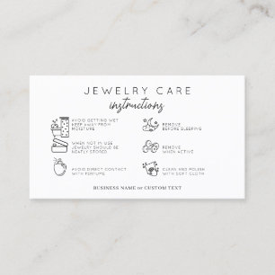 Tarjeta De Visita Instrucciones para el cuidado de joyas de presupue