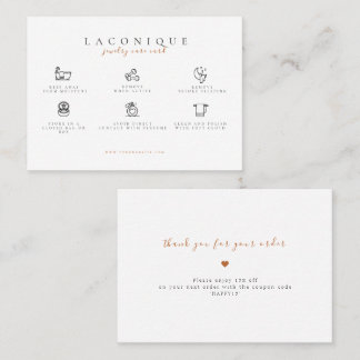 Tarjeta De Visita Instrucciones para el cuidado de las joyas | Pres