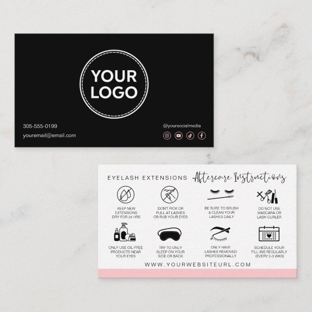 Tarjeta De Visita Instrucciones para el cuidado de los niños después (Anverso / Reverso)