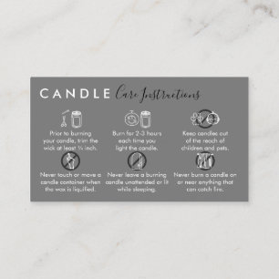 Tarjeta De Visita Instrucciones para el cuidado de velas simples y g