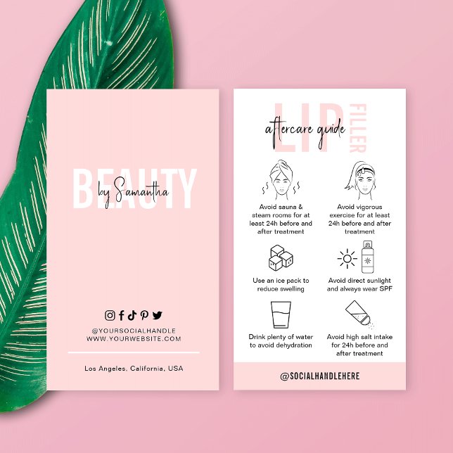 Tarjeta De Visita Instrucciones para el cuidado después del llenado  (Subido por el creador)