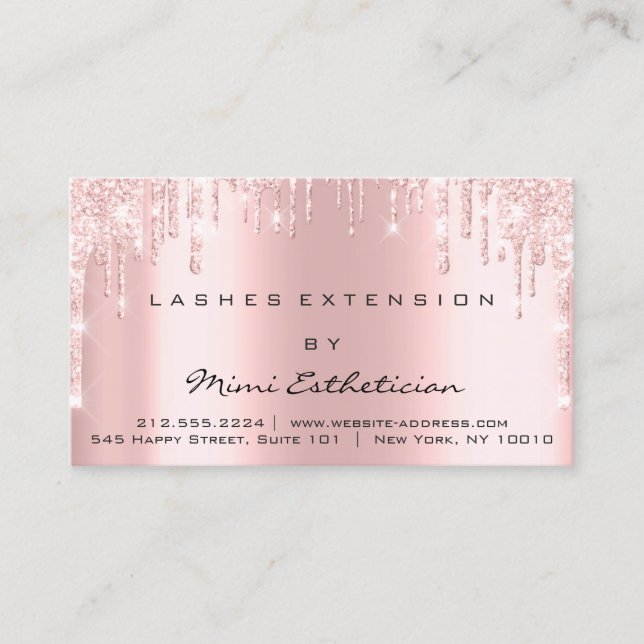Tarjeta De Visita Instrucciones para el cuidado posterior Lash Rosa  (Anverso)