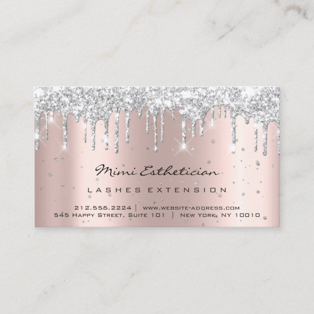 Tarjeta De Visita Instrucciones para el cuidado posterior Lash Rosa  (Anverso)