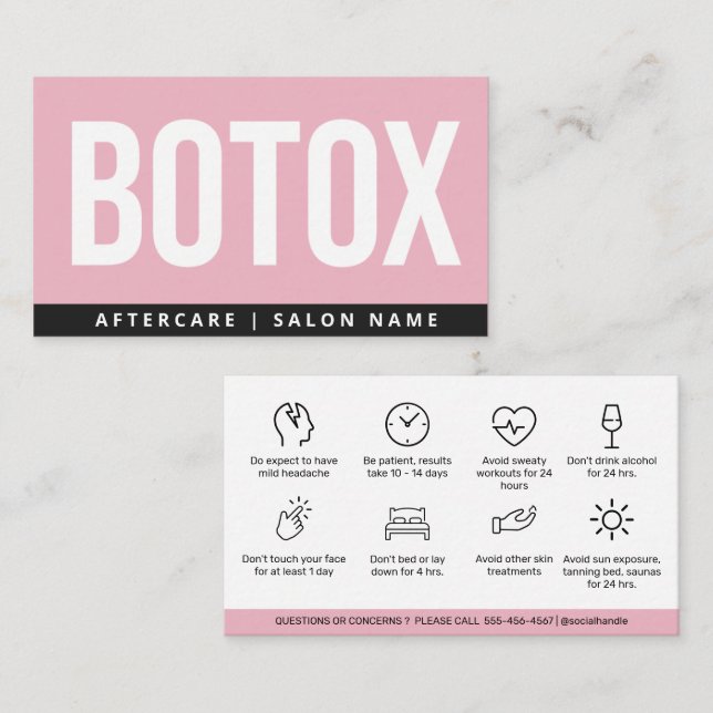 Tarjeta De Visita Instrucciones para el relleno de labios de Botox E (Anverso / Reverso)