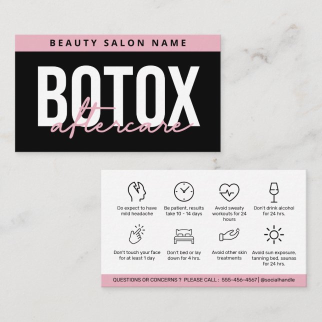 Tarjeta De Visita Instrucciones para el relleno de levas Botox Edita (Anverso / Reverso)