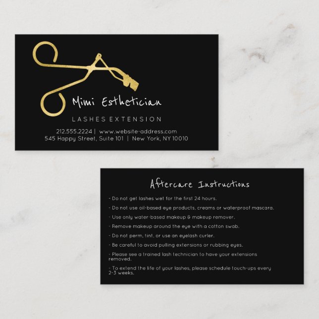 Tarjeta De Visita Instrucciones posteriores al cuidado Curva de colo (Anverso / Reverso)