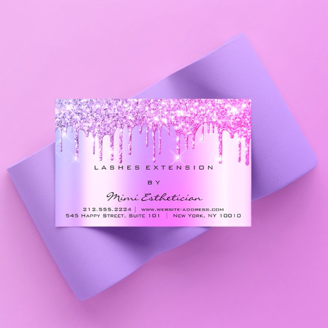 Tarjeta De Visita Instrucciones posteriores al cuidado del paciente  (Aftercare Instructions Lashes Pink Drips Spark Business Card)