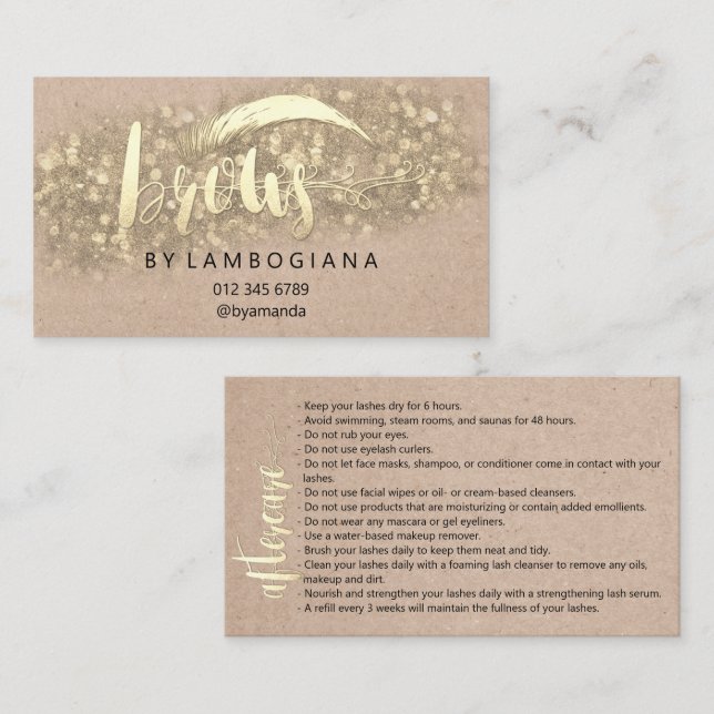 Tarjeta De Visita Instrucciones posteriores al cuidado Kraft para mi (Anverso / Reverso)