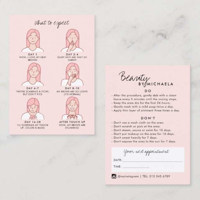 Tarjeta De Visita Instrucciones y Cita para la atención posterior al (Anverso / Reverso)