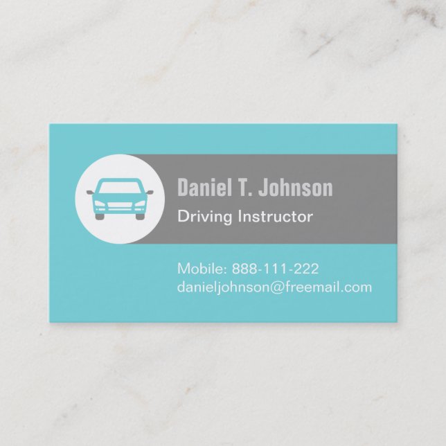 Tarjeta De Visita Instructor automotriz verde azulado moderno de la (Anverso)