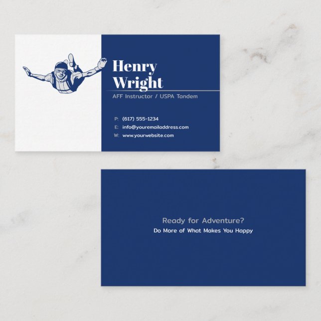 Tarjeta De Visita Instructor de AFF | USPA Tandem | Skydive (Anverso / Reverso)