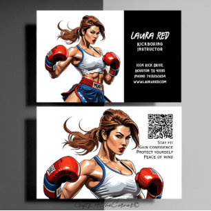 Tarjeta De Visita Instructor de Artes Marciales de Kickboxing
