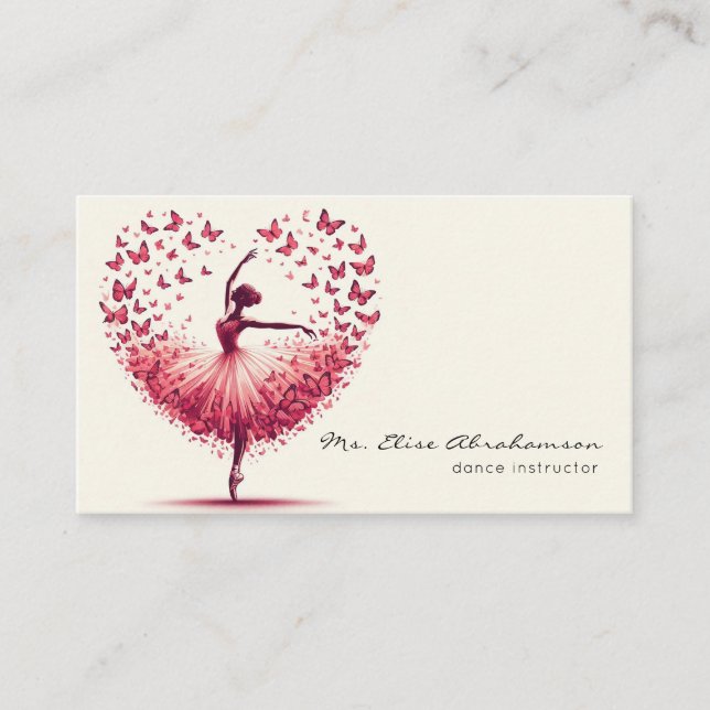 Tarjeta De Visita Instructor de Baile Profesora de Ballet (Anverso)