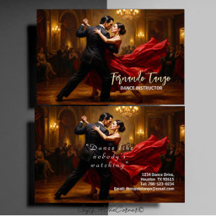 Tarjeta De Visita Instructor de Baile Tango Salsa Elegante