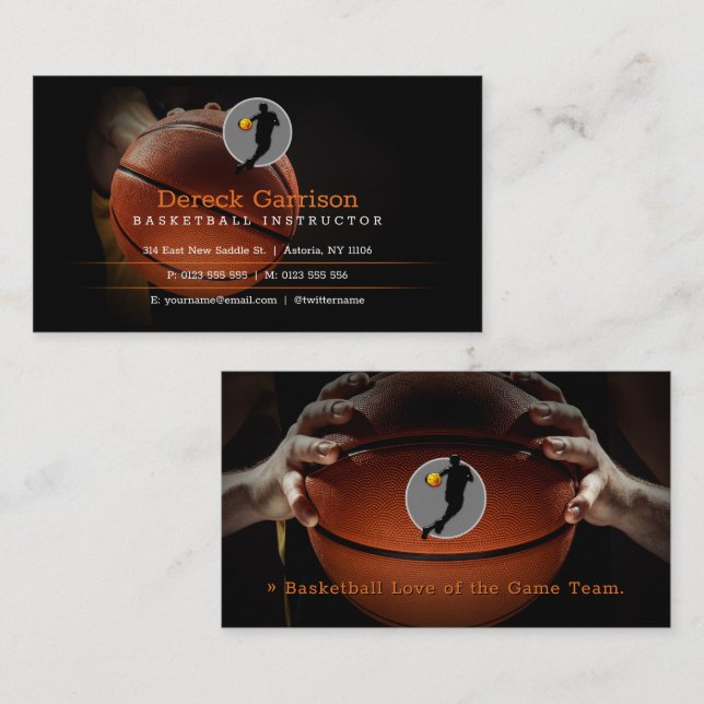Tarjeta De Visita Instructor de baloncesto | Coach | Formador (Anverso / Reverso)