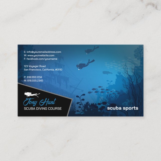 Tarjeta De Visita Instructor de buceo | Frogman | Deportes de Scuba (Anverso)