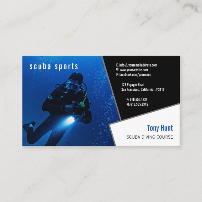 Tarjeta De Visita Instructor de buceo | Frogman | Deportes de Scuba (Anverso)