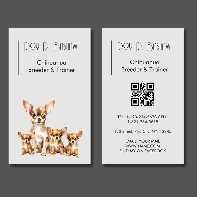 Tarjeta De Visita Instructor de criadores de perros Chihuahua Animal (Subido por el creador)