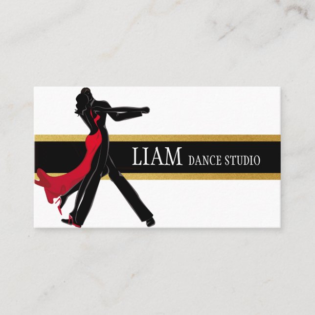 Tarjeta De Visita Instructor de danza profesional, lecciones, estudi (Anverso)