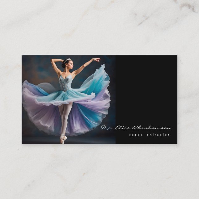 Tarjeta De Visita Instructor de Danza Profesora de Ballet (Anverso)