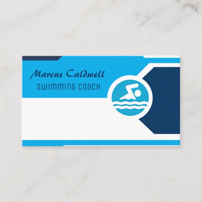 Tarjeta De Visita Instructor de entrenador de natación (Anverso)