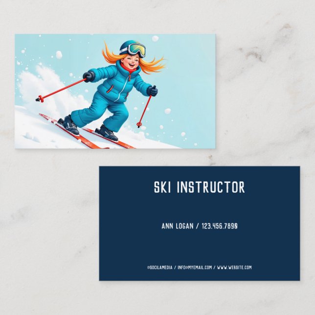 Tarjeta De Visita Instructor de esquí (Anverso / Reverso)