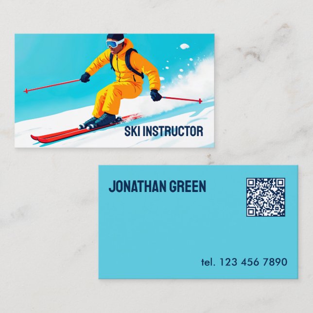 Tarjeta De Visita Instructor de esquí QR (Anverso / Reverso)