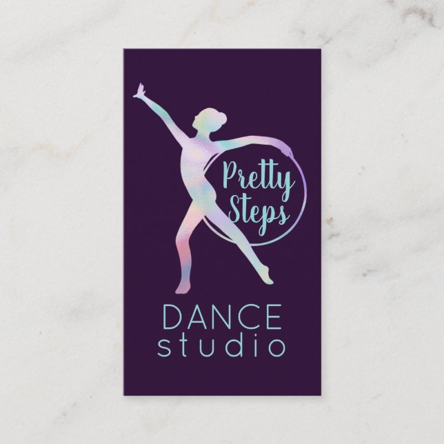 Tarjeta De Visita Instructor de estudio de danza púrpura arcoiris ho (Anverso)