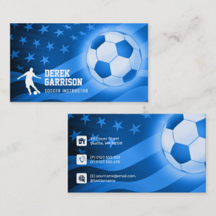 Tarjeta De Visita Instructor de fútbol   Azul del entrenador