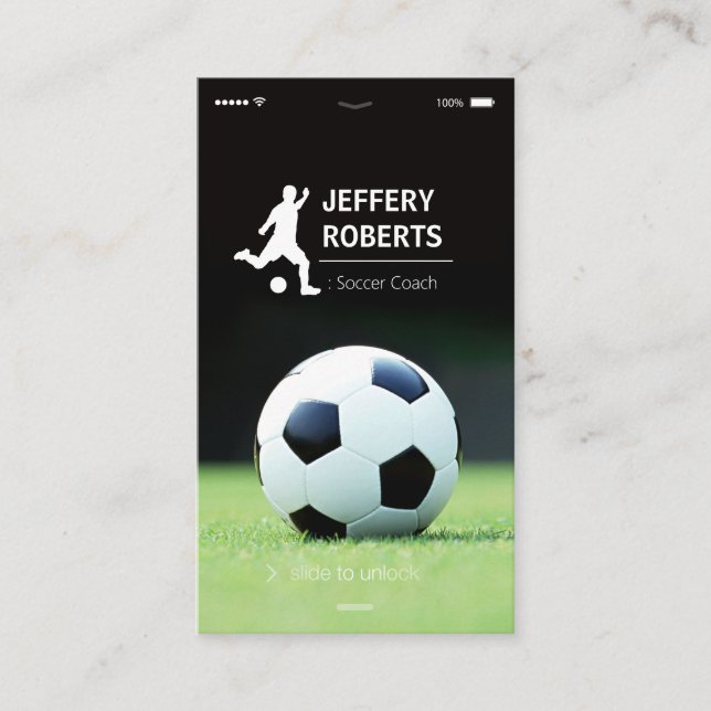 Tarjeta De Visita Instructor de fútbol de entrenador elegante y únic (Anverso)