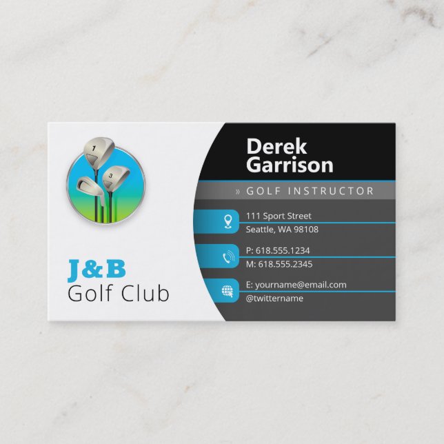 Tarjeta De Visita Instructor de golf | Club de Golf (Anverso)